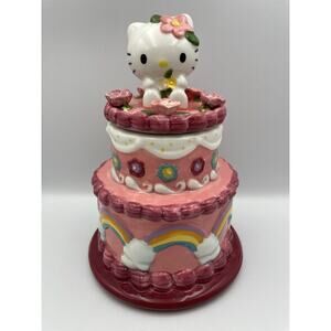 Hello Kitty Blue Sky Clayworks Ceramic Birthday Cake Canister Jar NWT